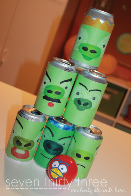 DIY Angry Birds Game - Use soda cans to make a fun knock down or bowling game that kids will love!