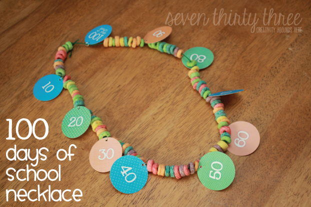 100 Days of School Necklace Activity with Free printable Tags