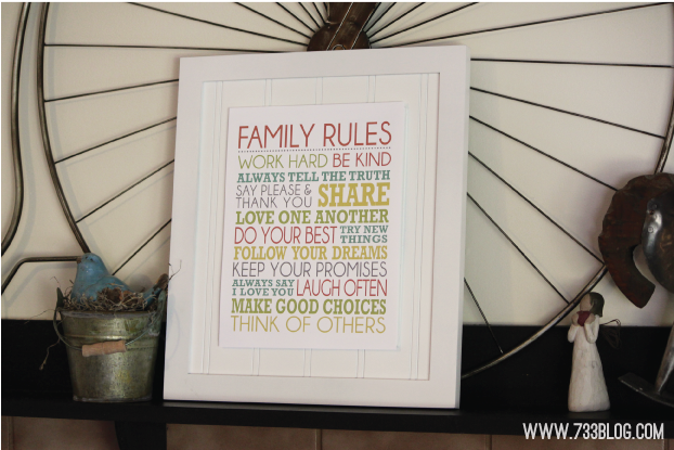 Family Rules Frameable Printable