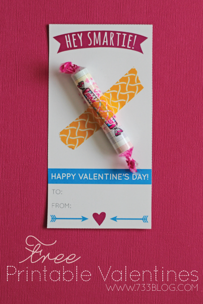Printable "Hey, Smartie" Classroom Valentines