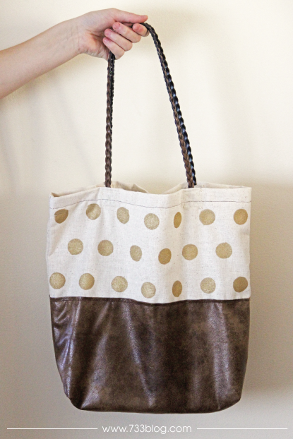 DIY Gold Polka Dot Tote Bag