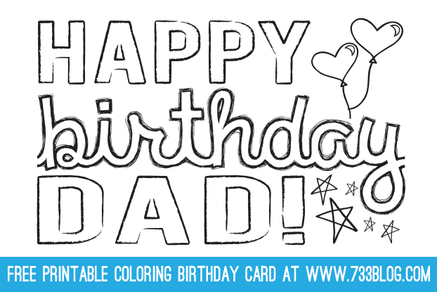printable coloring birthday cards for dad grandpa