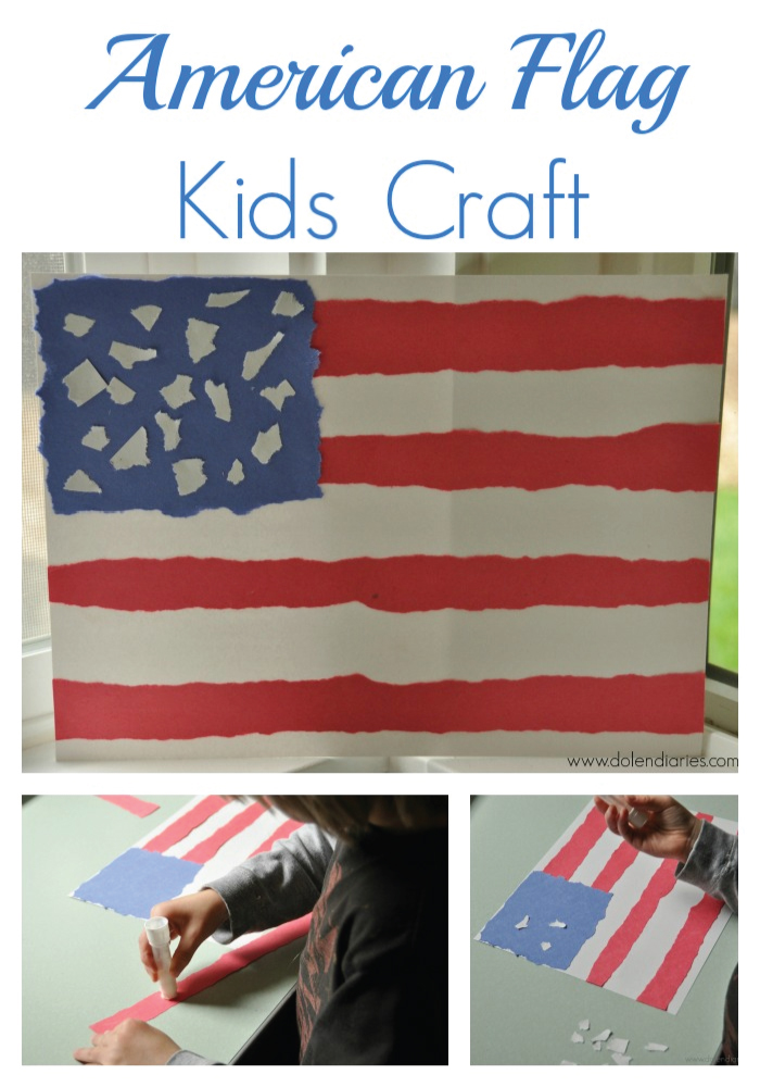 Torn Paper American Flag Kids Craft