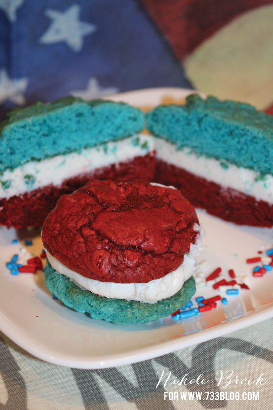 Easy & Delicious Red, White & Blue Whoopie Pies - perfect for Memorial Day and 4th of July!