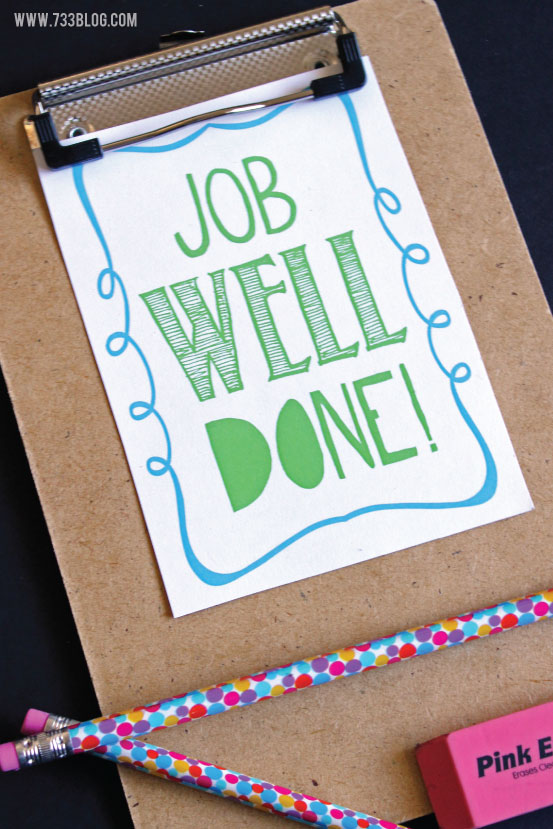 Job Well Done - Free Printable Positive Reinforcement Cards