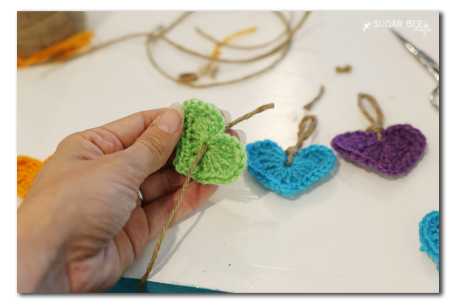 Crochet Rainbow Heart Garland