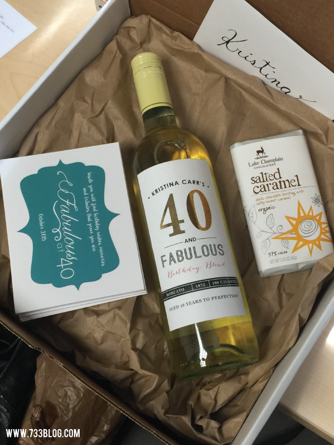 40th Birthday Gift Idea - Personalized Wine, Chocolate and a book of birthday wishes from family and friends