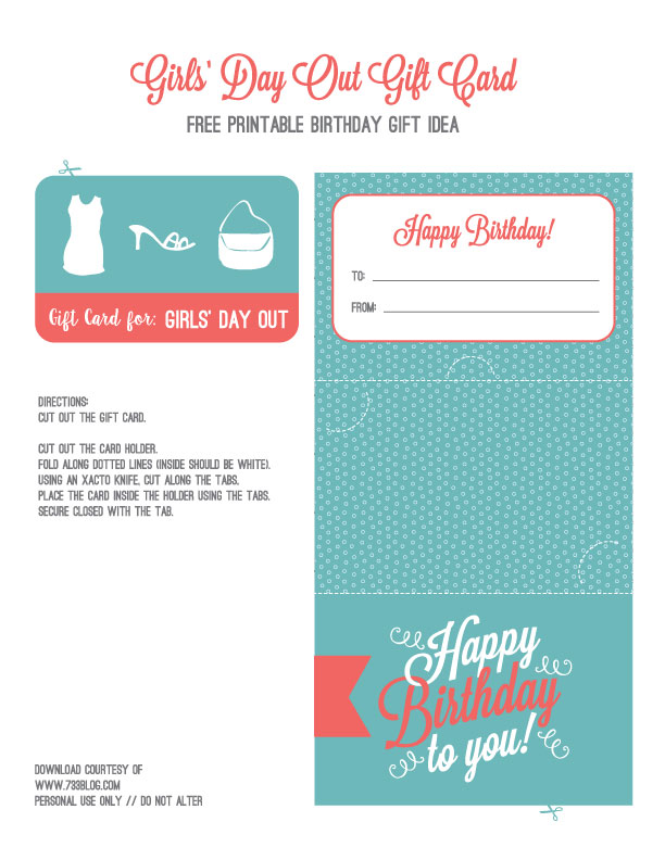 Free Printable DIY Girls' Day Out Gift Idea