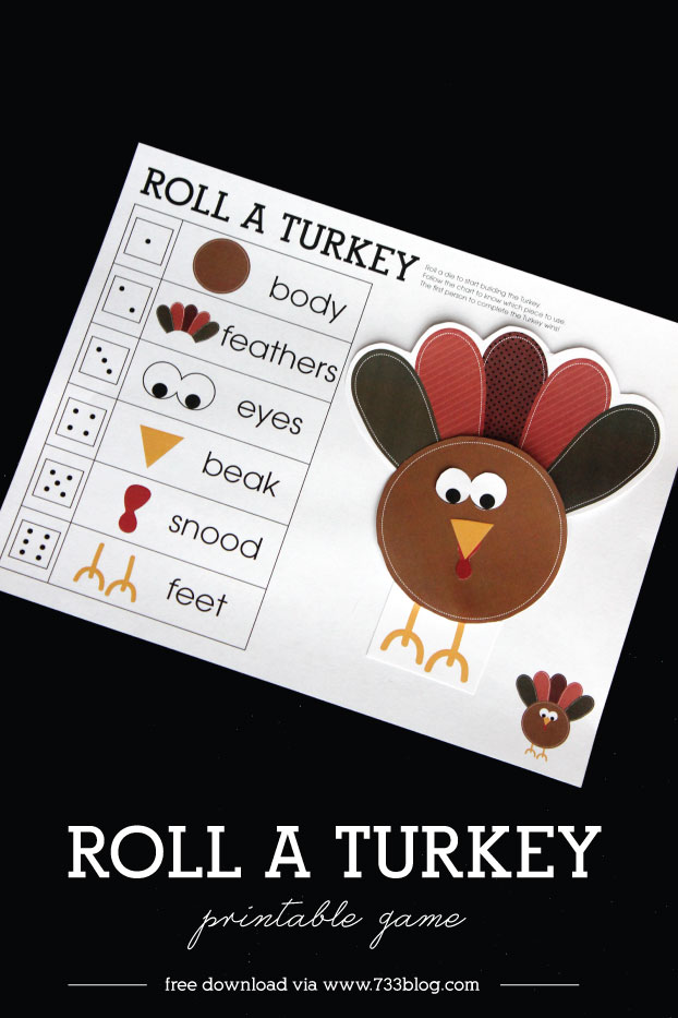 Roll a Turkey Children's Game - Inspiration Made Simple