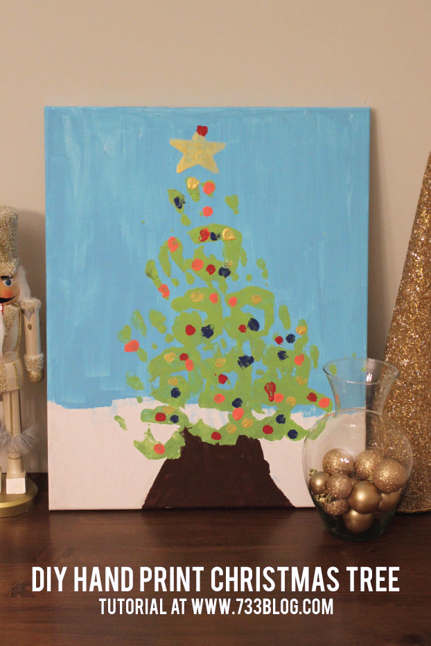 DIY Hand Print Christmas Tree Painting Tutorial