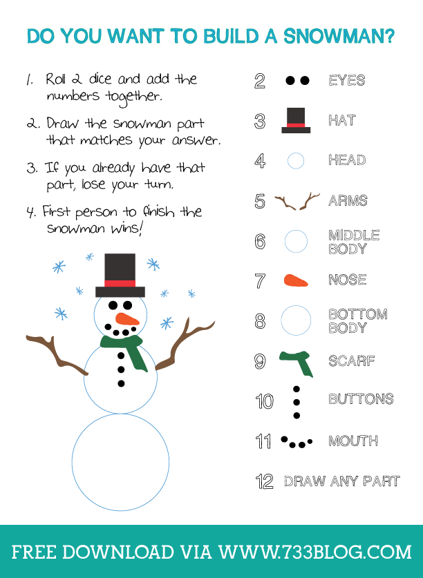 Snowman Math Activity Free Printable
