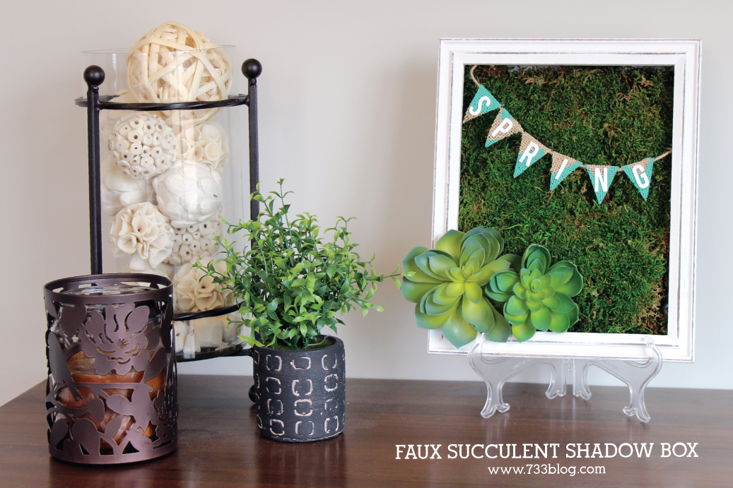 DIY Faux Succulent Shadow Box with Spring Moss