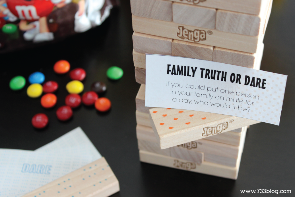 Family Game Night - Printable Family Truth or Dare JENGA Edition!