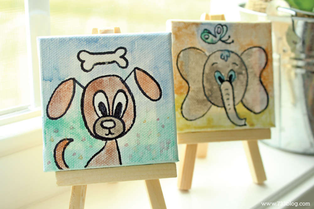 DIY Mini Canvas Art Kits for kids are inexpensive gift ideas. They'd also be adorable favors for an art party!