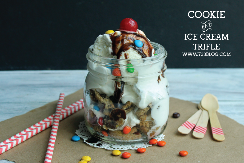 Chocolate Chip Cookie and Ice Cream Trifle - an amazingly easy to make layered dessert. 