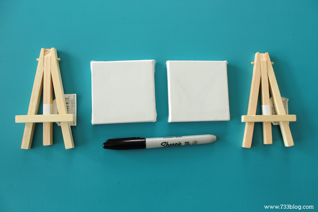 DIY Mini Canvas Art Kits for kids  are inexpensive gift ideas. They'd also be adorable favors for an art party!