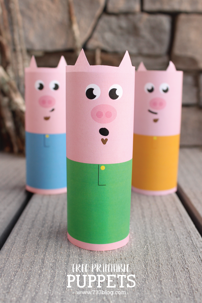 Three Little Pigs and the Big Bad Wolf Printable Puppets