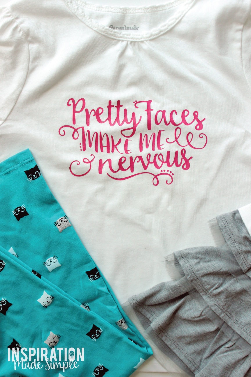 "Pretty Faces Make Me Nervous" DIY Tee - free SVG cut file