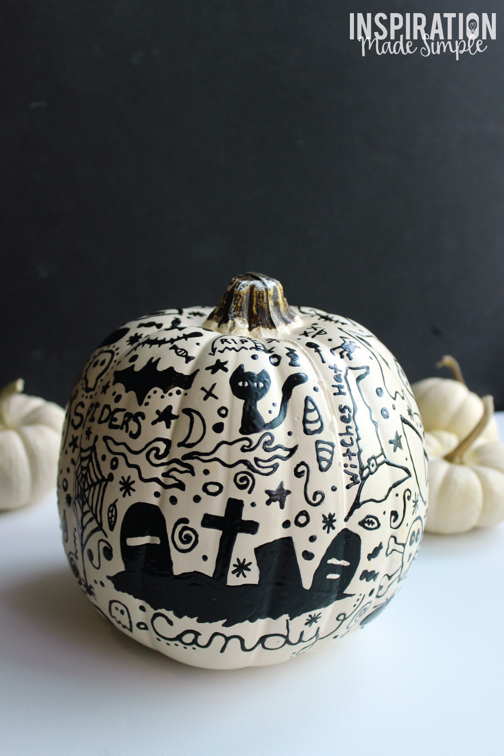 Easy No Carve Halloween Doodle Pumpkin