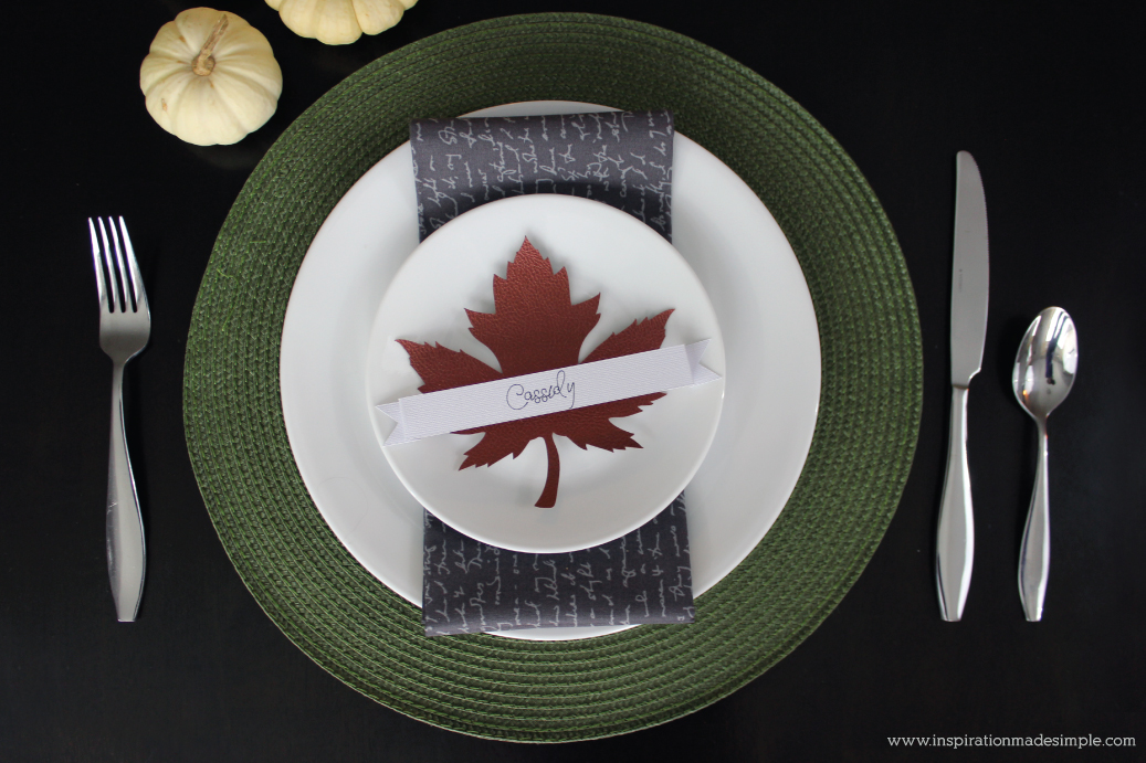 Simple DIY Leather Leaf Place Setting Card