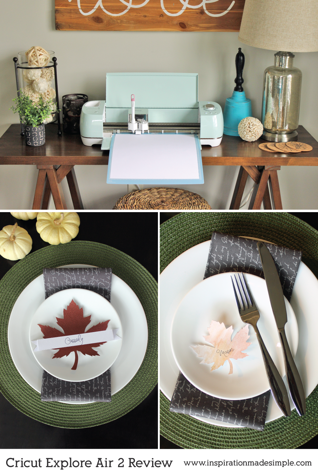 Simple DIY Leather Leaf Place Setting Card