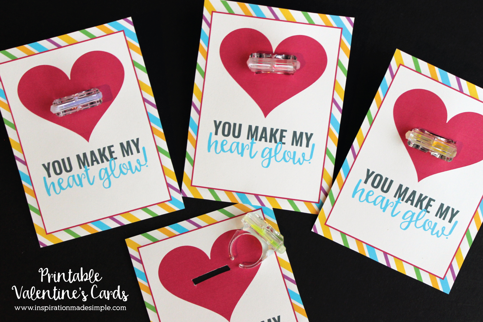 Printable "You make my heart glow" Valentine's Day Cards - paired with a glow ring, these cards are sure to be a hit!