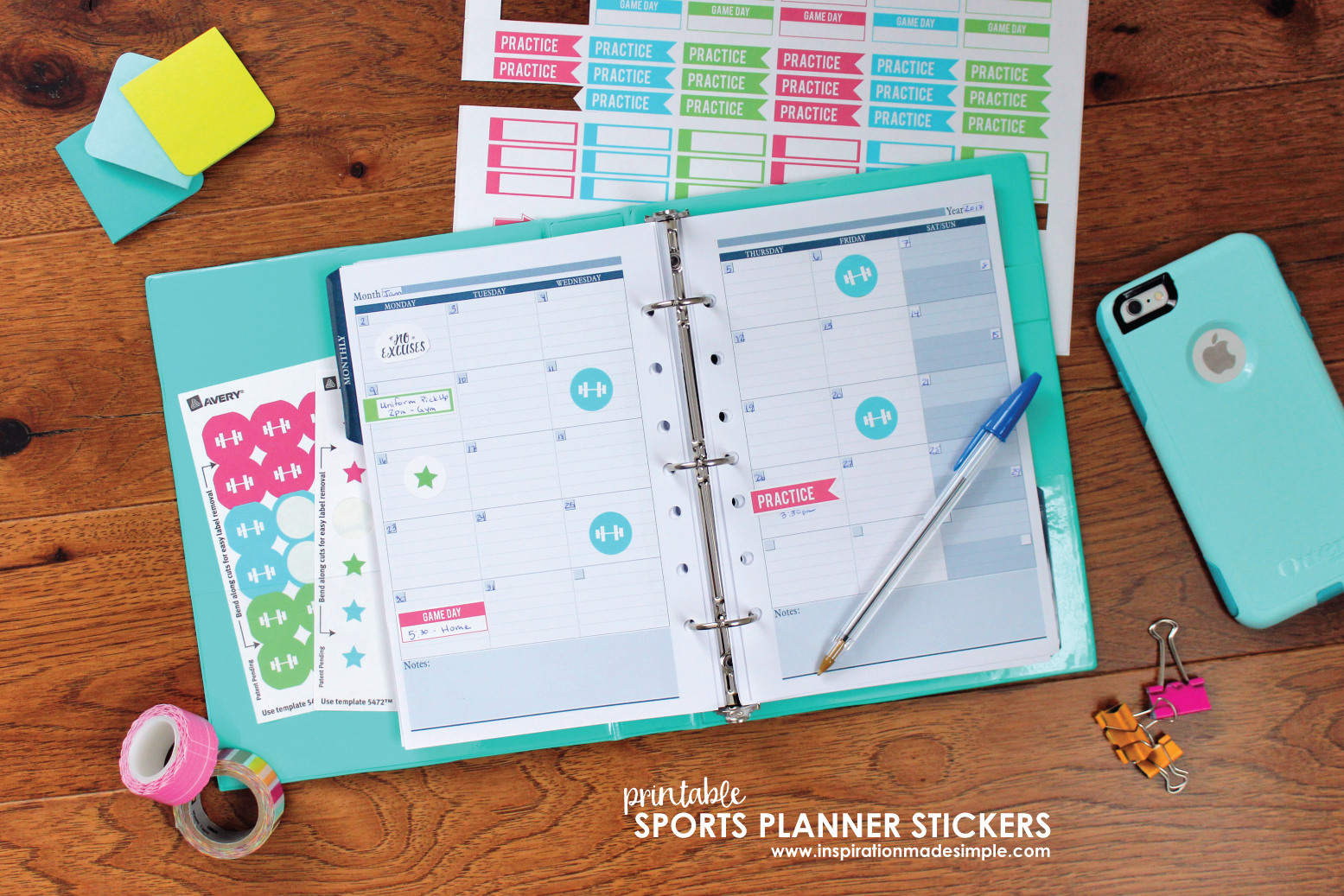 Youth Sports Planner Stickers