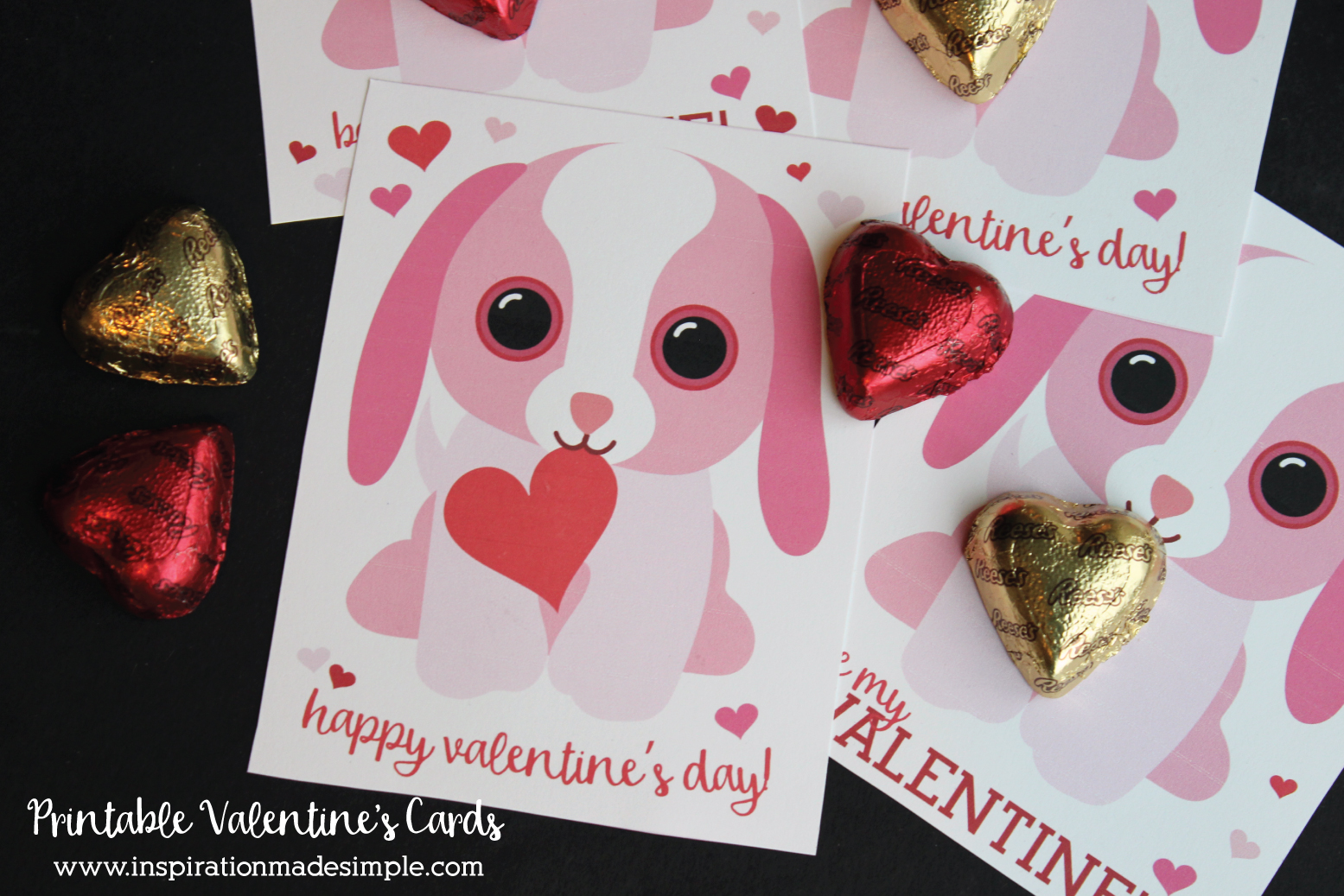 Printable Puppy Valentine's Day Cards - use alone or paired with a chocolate heart for a sweet valentine treat!