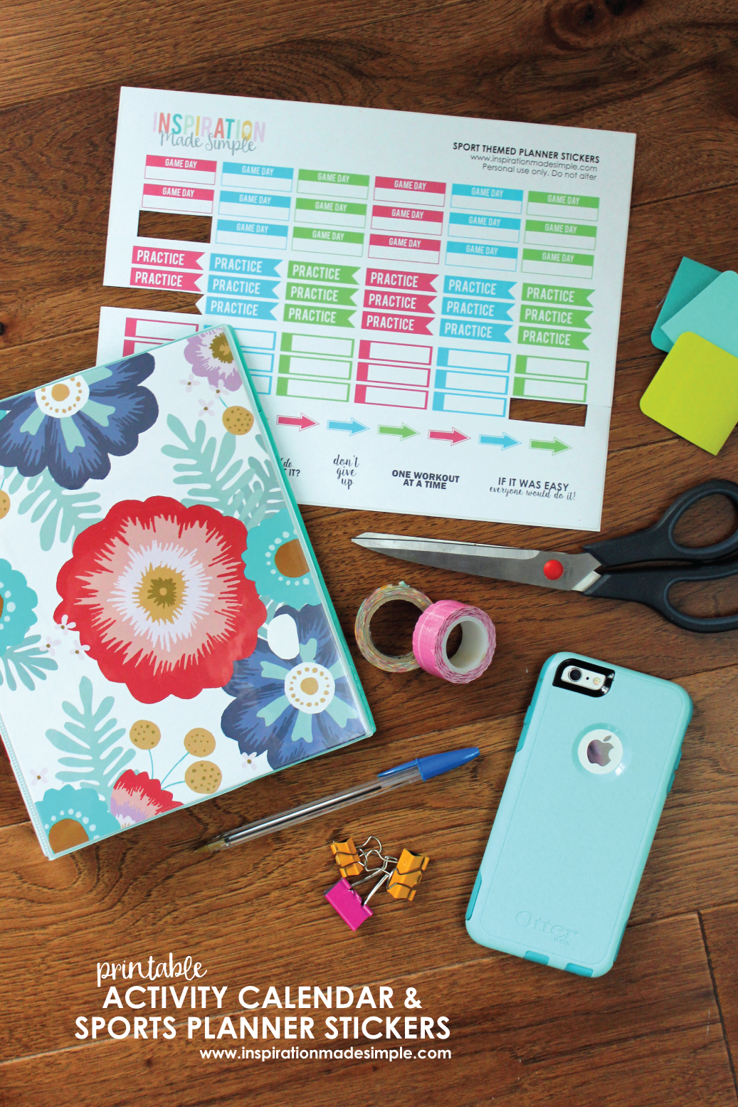 Printable Kids Activity Calendar and Sports Planner Stickers