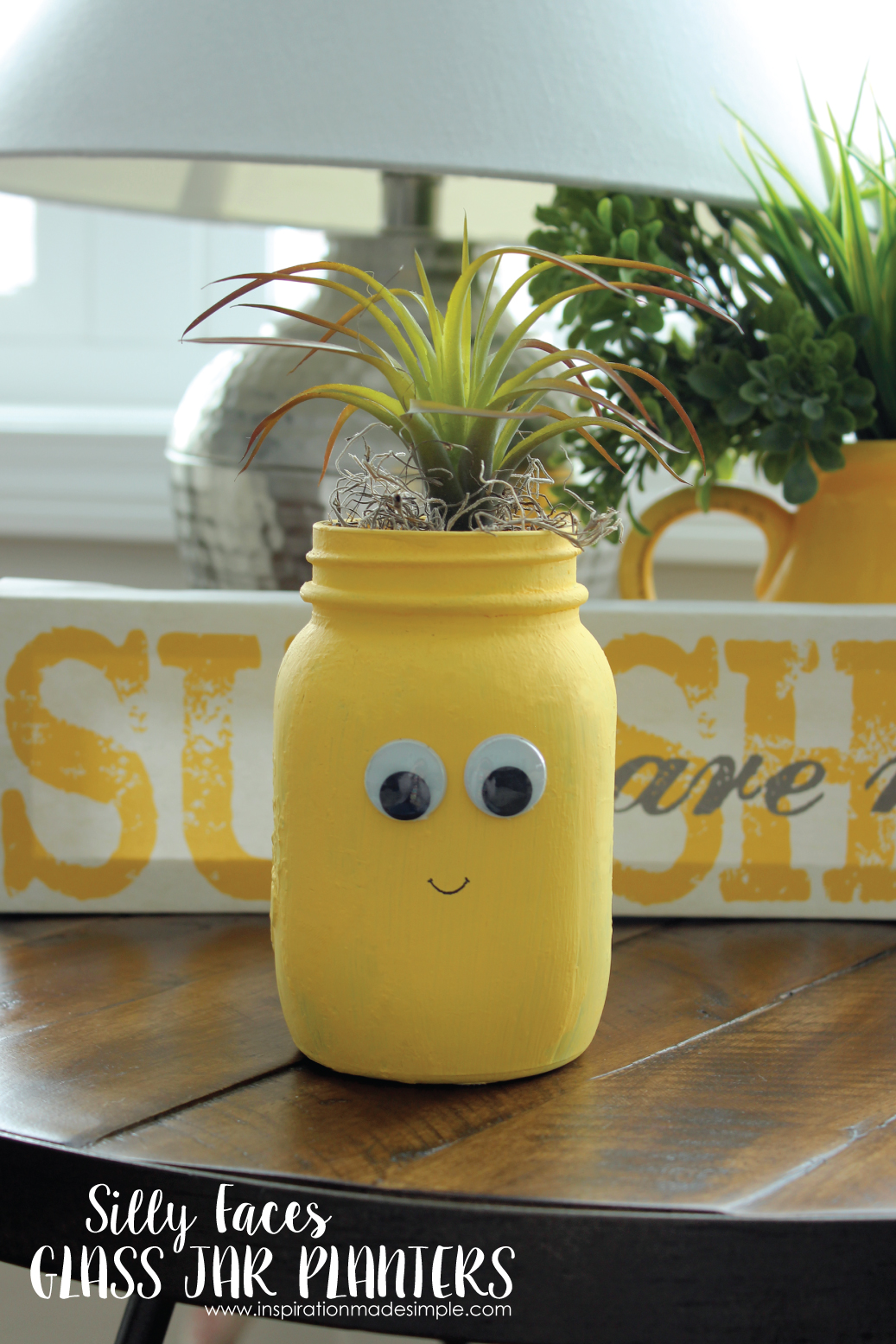 DIY Silly Faces Glass Planters