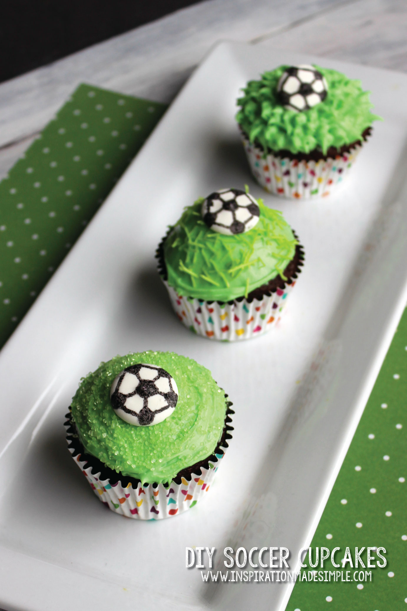DIY Soccer Cupcakes with Candy Melt Soccer Balls