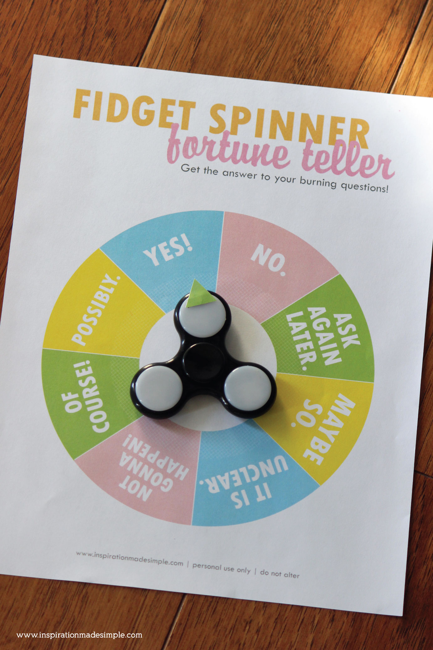 Printable Fidget Spinner Fortune Teller Boredom Buster Activity!