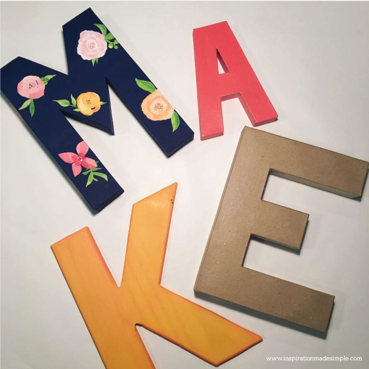 DIY Painted Letters - Navy Blue with Floral