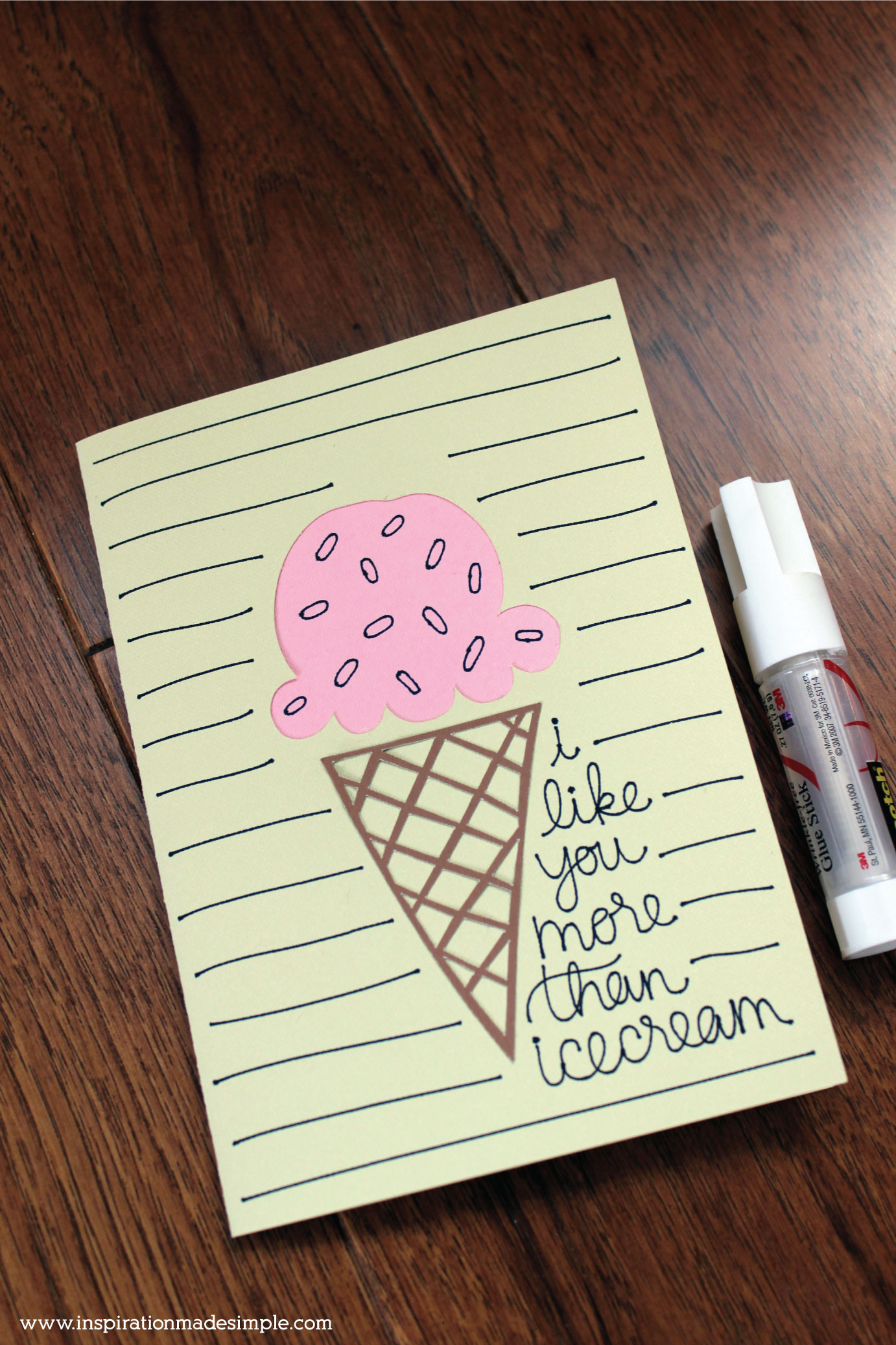 I like you more than ice cream DIY Greeting Card