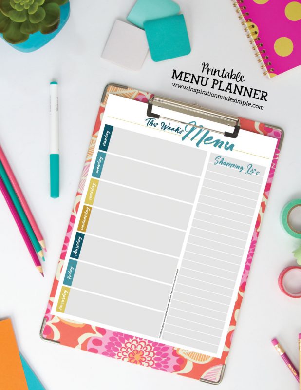 Printable Menu Planner - Inspiration Made Simple