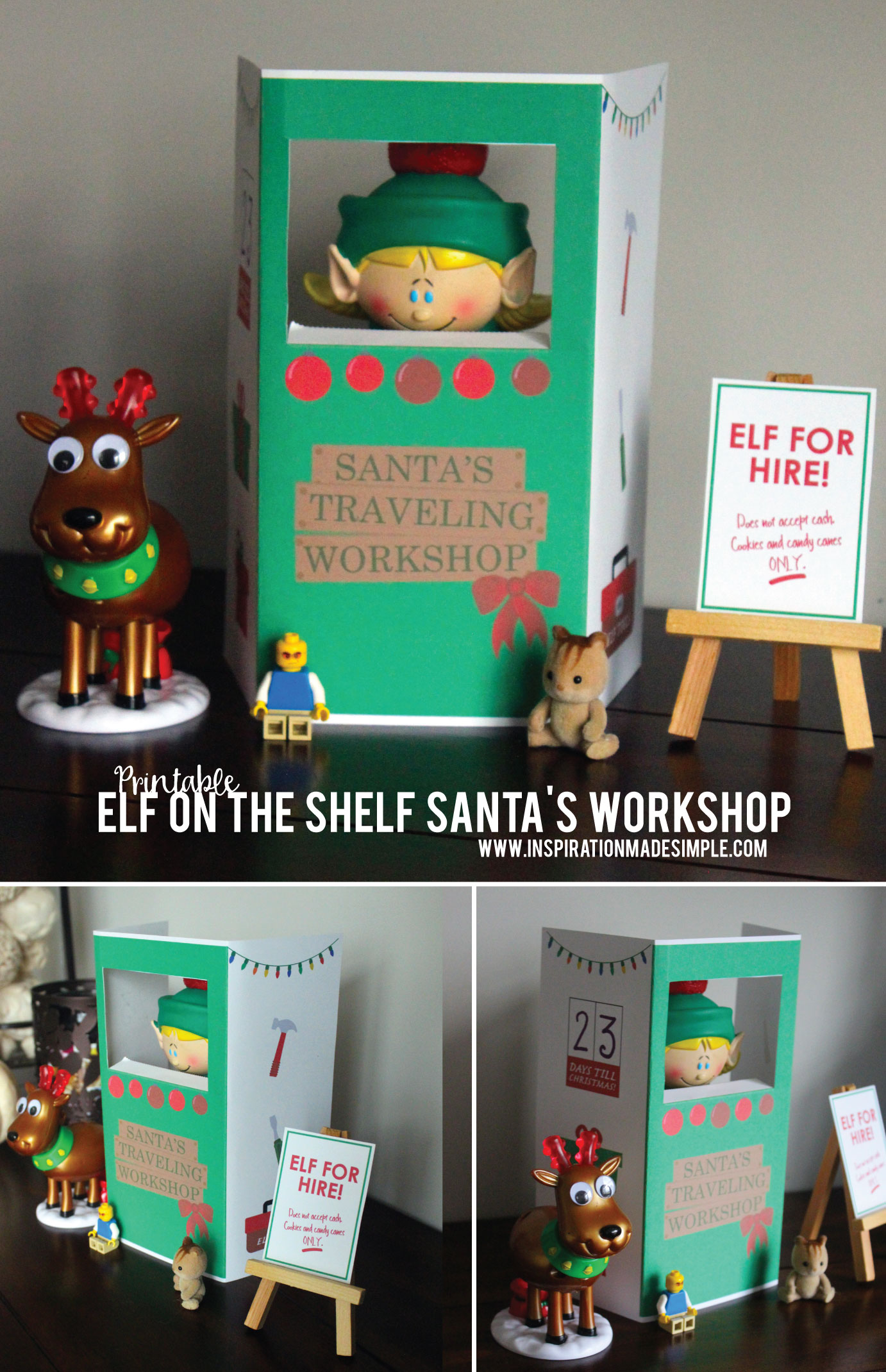 Santa's Traveling Workshop Printable Booth with 4 fun signs for Elf on the Shelf