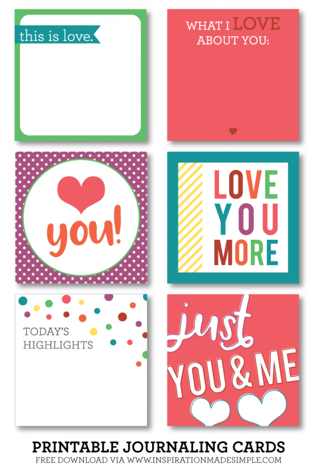 Love Themed Printable Journaling Cards - Collection 4 - Inspiration ...