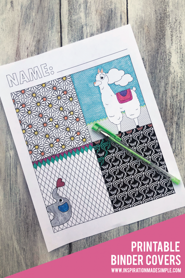 Printable Coloring Page Binder Covers - Inspiration Made Simple
