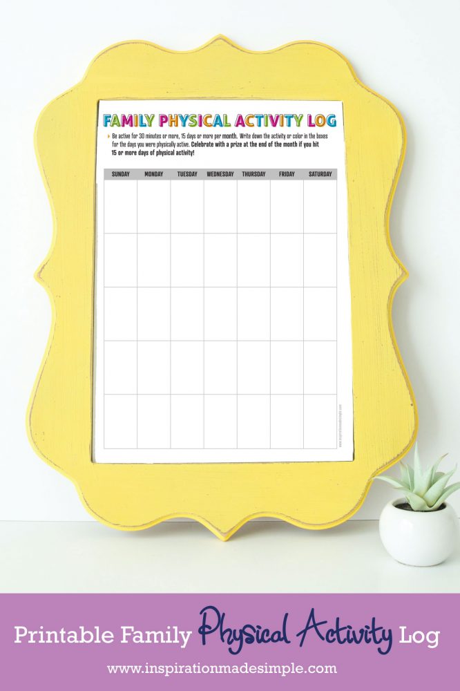 Family Physical Activity Log - Inspiration Made Simple