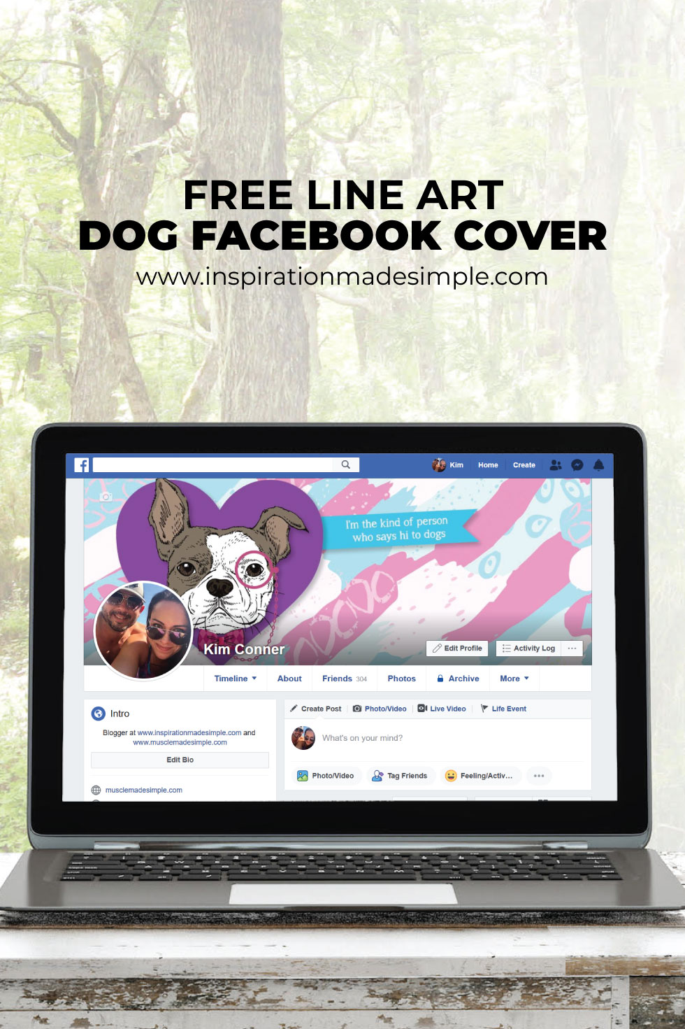 Line Art Dog Facebook Cover