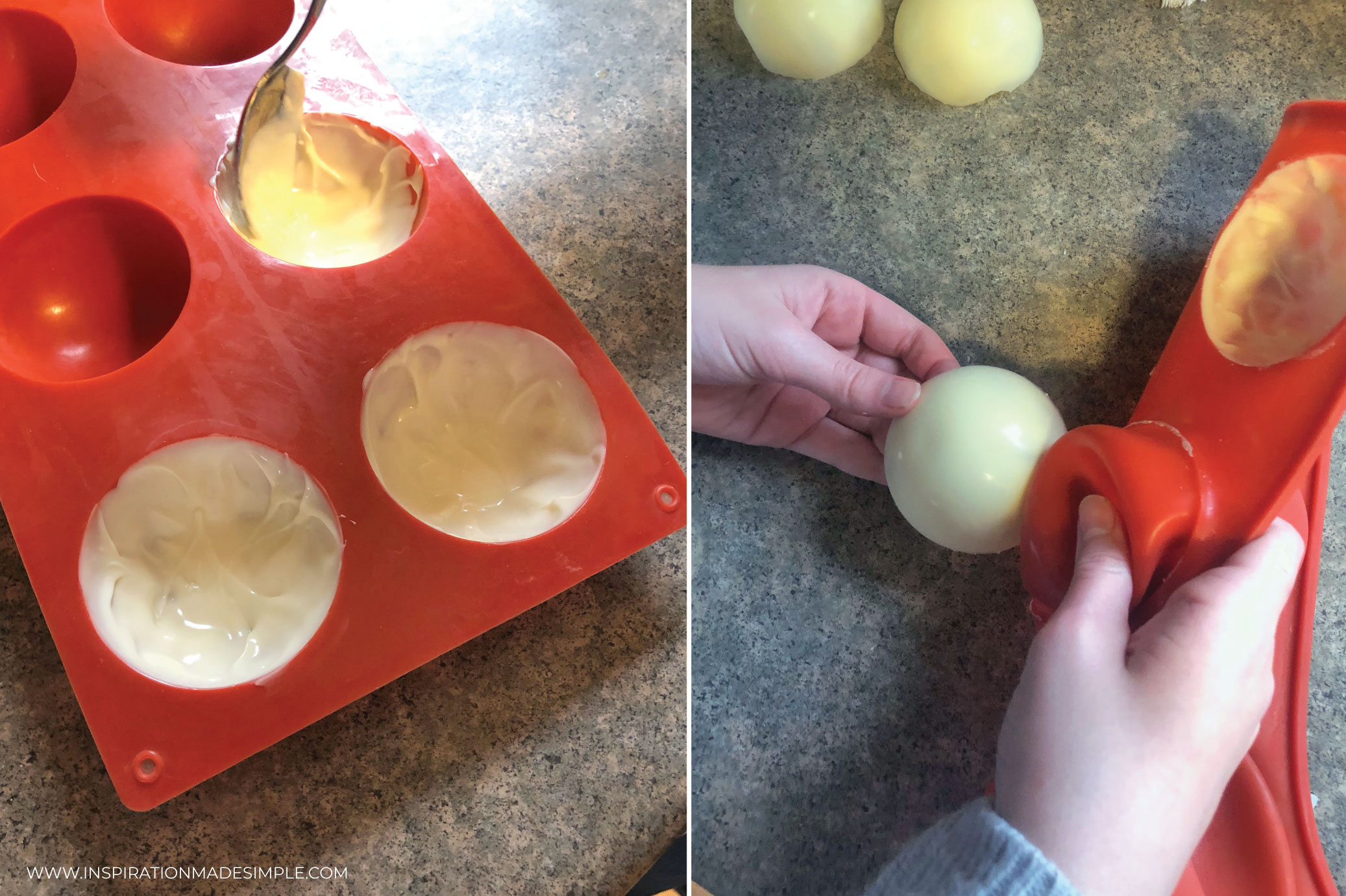 Use silicone baking molds to create hot cocoa bombs