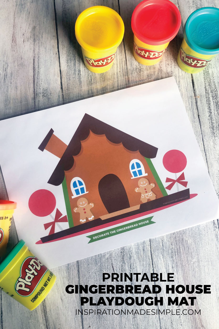 Printable Gingerbread House Playdough Mat