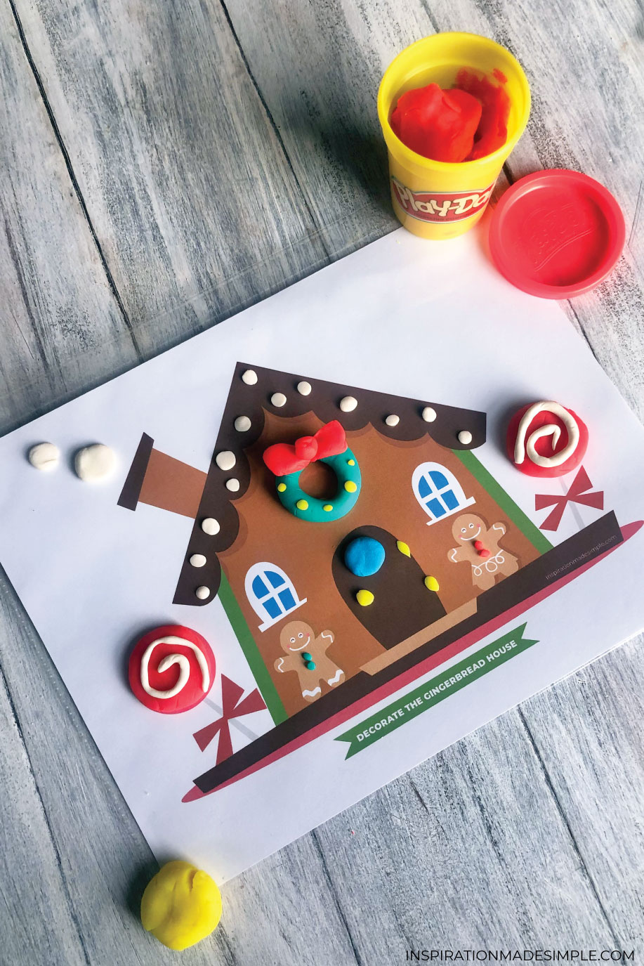 Printable Gingerbread House Playdough Mat
