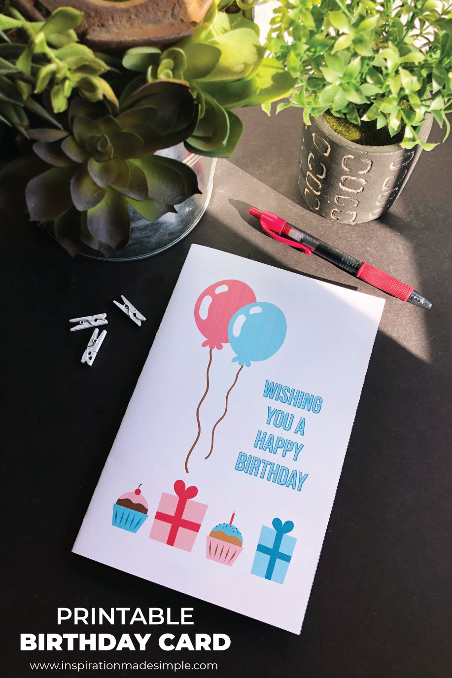 Printable Birthday Card that holds an origami money heart