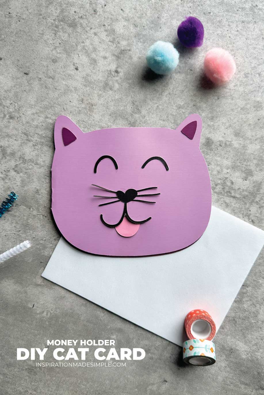 DIY Cat Card with Pull Tongue Money Holder