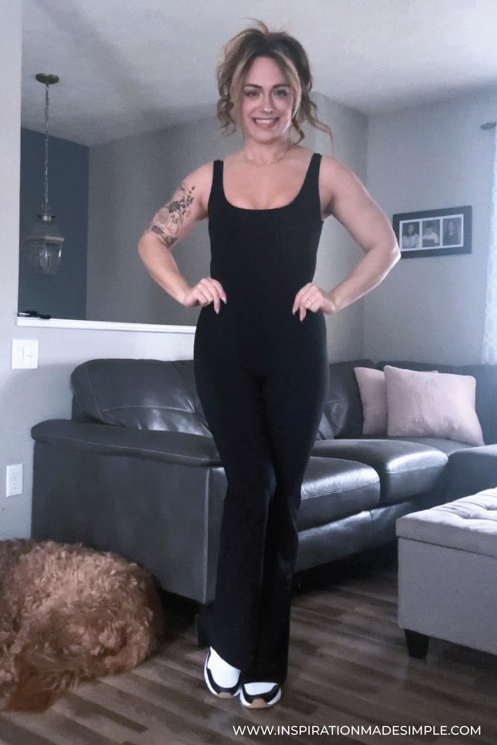 Black Flare Jumpsuit with Nike Air Max